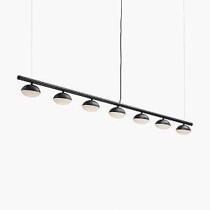 Lustre Avelã LED 7 Foco Moderno Alumínio Preto 170cm Golden Art 7x LED 3 Watts T1800-7 Mesas e Balcões