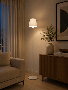 Luminária de Chão Aquarela Metal Branco 150x25cm Usina Design 1x Lâmpada E27 Bivolt 16209-150 Salas e Quartos