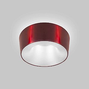 Plafon Vulcano Sobrepor Redondo Metal Vermelho 15x45cm Usina Design 4x E27 Bivolt 16215-45 Entradas e Salas