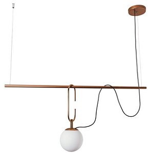 Pendente Usina Design QUIRON 16606/1 GANCHO 23cm HASTE Linear 55cm Moderno Globo de Vidro x 55 x 14 x 40 x1m x 01 - E27