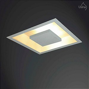 Plafon Embutido Quadrado Texturizado Luminária Bivolt 25x25 Home Usina Design G9 250/2 Cozinhas e Salas