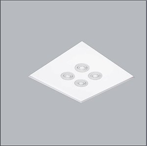 Plafon Now Frame Embutido Quadrado Acrílico 29x29cm Usina Design 4x E27/ 1 PAR20 Bivolt 30081-29 Salas e Quartos