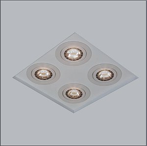 Plafon Embutido Now Frame Quadrado Acrílico Cinza 27x27cm Usina Design 4x AR70 Bivolt 30202-26 Quartos e Salas