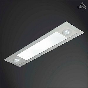 Plafon Embutido Retangular Alumínio Bivolt 16x1,5m Ruler Usina Design T8 Dicróica 3716/150f Cozinhas e Salas