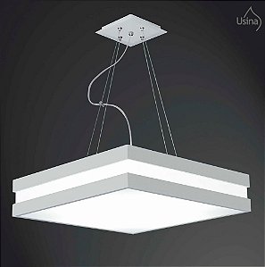 Pendente Quadrado Acrílico Leitoso Listrado Central 46x46 Modular Usina Design 3801/46 Md Cozinhas e Salas