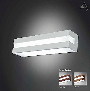 Arandela Interna Retangular Acrílico Leitoso Decorativa 10x46 Modular Usina Usina E-27 3810/46 Banheiros e Quartos