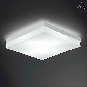 Plafon Sobrepor Acrílico Quadrado Branco 47x47 Usina Design Flutua E-27 3900/46 Corredores e Quartos.