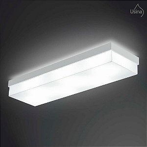 Plafon Acrílico Leitoso Retangular 20x70 Usina Design Flutua E-27 3920/70 Salas e Cozinhas