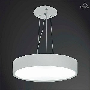 Pendente Acrílico Leitoso Redondo Branco Texturizado Ø60 x 1,10M Usina Desig E-27 4051/60 Cozinhas e Entradas