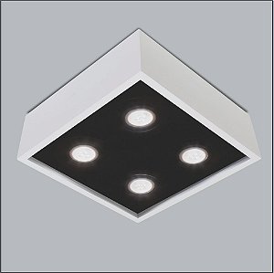 Plafon Sobrepor Quadrado Alumínio Branco e Preto 25x25 Premium Usina Design Dicróica 4500/25 Escritórios e Salas