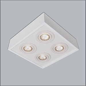 Plafon Sobrepor Quadrado Alumínio Branco 25x25 Premium Usina Design Par20 4501/25 Salas e Quartos