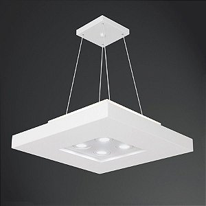 Pendente Quadrado Branco Acrílico Decorativo 50x50 Bore Usina Design E-27 + Dicróica 4601/50 Cozinhas e Salas