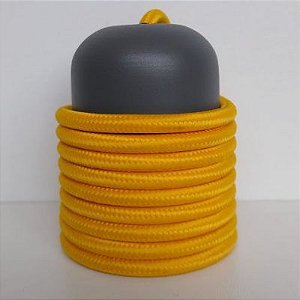 Cabo Eletrico PP Tecido Amarelo para Luminárias Decorativo p/ Aumentar Tamanho  2x 0,13mm 300v (ROLO 100 metros)