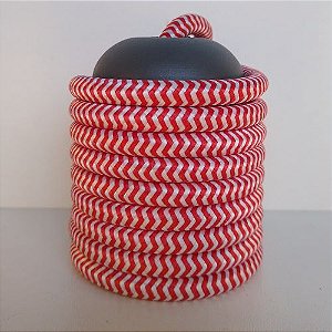 Cabo Eletrico PP Tecido Branco Vermelho  para Luminárias Decorativo p/ Aumentar Tamanho  2x 0,50mm 300v (10 metros)