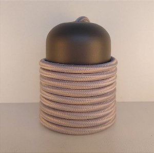 Cabo Eletrico PP Tecido Cinza Claro  para Luminárias Decorativo p/ Aumentar Tamanho  2x 0,13mm 300v (10 metros)