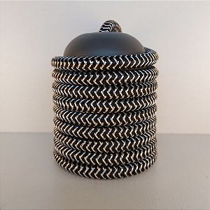 Cabo Eletrico PP Tecido Preto / Prata  para Luminárias Decorativo p/ Aumentar Tamanho  2x 0,50mm 300v (ROLO 100 metros)