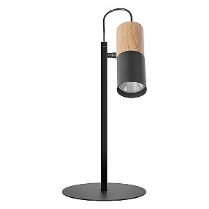 Abajur Dueluci 1098 TUB Alumínio Articulado Moderno Cupula Cilindro Madeira Reta Ø21 x A42cm - 1 x E27 PAR 20 Led