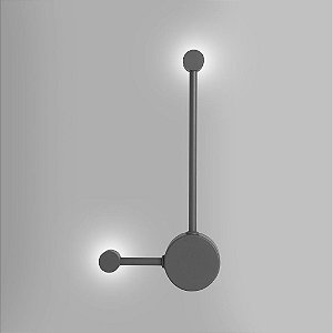 Arandela Alumínio Dueluci Ponto 606 Luz Moderno Geometrico Haste Redondo  L10,5 x P5,5 x A28,5cm  - 2 x Led 1W 3000K  (BIVOLT)