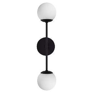 Arandela Dueluci 650A/2B TENA Alumínio Haste Vertical Dupla Geométrica Moderno Globo Vidro Ø10cm - L44 x P13,5 x A10cm - 2 x G9 Led
