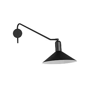 Arandela Dueluci 738R OZ Alumínio Braço articulado Industrial Cupula Metal Chapeu Vintage 1x E27 L31 x P84,5 x A34 - Cúpula Ø31 x A14cm (Cabo1,6m Tomada)