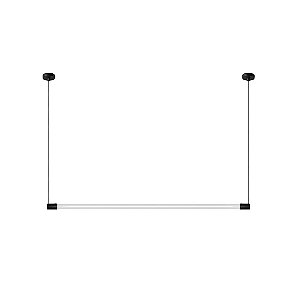 Pendente Dueluci 2095Q SLIM Alumínio Tubular Horizontal Moderno quadrado 2 x Ø3 x A7cm - 1 x Fluor. T8 LED de 60 ou 120cm 2 Canopla Ø5,3 x A0,5 cm -Lâmpada não acompanha - 2m Cabo