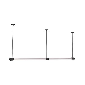 Pendente Dueluci 2096Q SLIM DUPLO Alumínio Tubular Horizontal Moderno Alumínio 4 x Ø3 x A7cm - 2 x Fluor. T8 LED de 60 ou 120cm 3 Canopla Ø5,3 x A0,5 cm -Lâmpada não acompanha