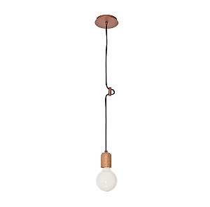 Pendente Dueluci 2500M E27 Alumínio Simples Vertical Filamento Madeira Canopla Ø5 x A7cm - 1 x E27 - Aplic de 2 furos