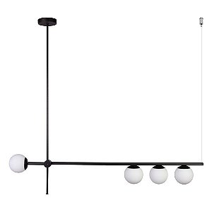 Lustre Dueluci 631B VENUS Haste Horizontal Pendurado Geométrica Moderno Globo Vidro Ø10cm 3 + 1 x 4 x G9 L100 x P10 x A92cm