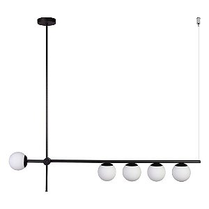 Lustre Dueluci 632B VENUS Alumínio Haste Horizontal Pendurado Geométrica Moderno Globo Vidro Ø10cm 4 + 1 x 5 x G9 L100 x P10 x A92cm