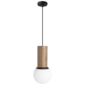 Pendente Dueluci 758 PINGO 1x Madeira-Vidro Branco Ø10 x A20 cm - 1x G9 Led