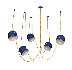 Pendente Dueluci 810/5 ONIX Alumínio Cupulas Suspensas Cabos Design Moderno 5xØ15 x A15 cm - 5 x E27