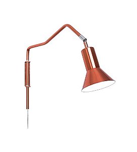 Arandela Haste Lanterna Cúpula Cônica Cobre Rosê Gold Bivolt Ø12cm E-27 Eletrônica Munclair 2341 Quartos e Salas