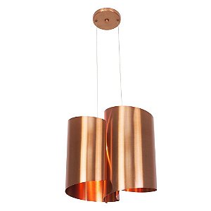 Pendente Moderno Calandra Ondulado Alumínio Cobre Bivolt 33x35cm G9 Halopin Munclair 4597 Salas e Hall