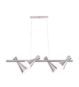 Pendente Trilho Zig Zag Cúpula Cônica Alumínio Polido Bivolt 1,00m E-27 Eletrônica Munclair 4618-4 Salas e Hall