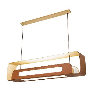 Pendente Munclair 4651 MAGNO Couro Hastes Douradas Moderno Linear 15 X 87 X 20CM x Cabos até 2m 2 G13 TUBO LED T8