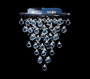 Plafon Quadrado Inox Cristal Asfour Transparente Intercalado 32x32 DNA GU10 Qu-004 Quartos e Salas