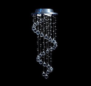 Plafon Sobrepor Redondo Inox Cristal Transparente Asfour Espiral Ø32 DNA GU10 Esp-003 Quartos e Salas