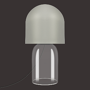 Abajur Dueluci Vistoso 464G Alumínio Vidro Cristal Ø28cm x A55cm 2x Soquetes E27 LED Linha Design Moderno