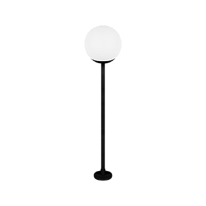 Espeto Externo ESFERA Ø10 RETO 4108 com Globo 10 cm G9 5W – Estrutura Ø10 x A83 cm com Haste de 28 cm para Aterramento – Dueluci Iluminação
