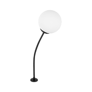 Espeto Externo ESFERA Ø14 CURV 4014 com Globo 14 cm G9 5W – Estrutura C17 x P14 x A43 cm com Haste de 28 cm para Aterramento – Dueluci Iluminação