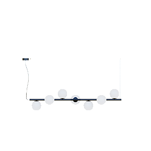 Lustre Dueluci Art 626-7 Estrutura C92cm x P22cm x A22cm 7x G9 LED Vidro Esfera Ø10cm Branco Fosco Linha Design Contemporâneo