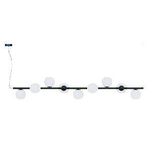 Lustre Dueluci Art 626-9 Estrutura C118cm x P22cm x A22cm 9x G9 LED Vidro Esfera Ø10cm Branco Fosco Linha Design Contemporâneo