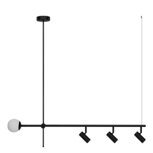 Lustre Dueluci Venus 629/4 Alumínio e Vidro C102cm x P10cm A59mm 1x G9 + 3x GU10 Mini Dicroica LED Vidro Esfera Ø10cm Branco Fosco Linha Design Contemporâneo