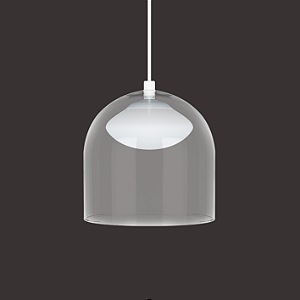 Pendente Dueluci Bari 408-P Alumínio Vidro Cristal Interno Branco Fosco Ø18cm x A19cm LED 5,6W 430Lm 2700K Linha Design Moderno