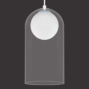 Pendente Dueluci Florença 407-G Alumínio Vidro Cristal Interno Branco Fosco Ø18cm x A37cm Esfera Ø14cm Soquete E27 LED Linha Design Moderno