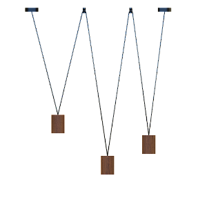 Pendente Dueluci Mult 814-3 Madeira 3x Cúpulas Ø6,4cm x A9cm 3x Dicroica LED com Cabos em Tecido Linha Design Contemporâneo