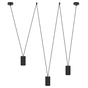 Pendente Dueluci Mult 815-3 Alumínio 3x Cúpulas Ø5,5cm x A10,5cm 3x Dicroica LED com Cabos em Tecido Linha Design Contemporâneo