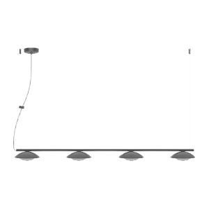 Pendente Dueluci Pose 490/4 Alumínio Vidro Branco Fosco C120cm x P18cm x A8cm Vidros Ø12cm x A6cm LED 4x 5,6W 430Lm 2700K Linha Design Moderno