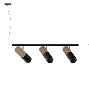Pendente Dueluci Tub 762-3 Madeira C66cm x P20cm x A20cm 3 Spots Ø6,6cm x A18cm 3x E27 PAR20 LED Linha Design Contemporâneo