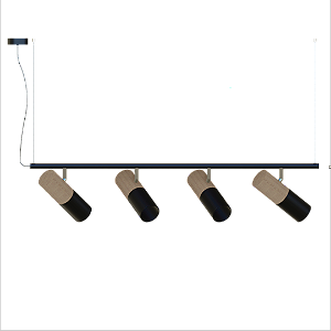 Pendente Dueluci Tub 762-4 Madeira C92cm x P20cm x A20cm 4 Spots Ø6,6cm x A18cm 4x E27 PAR20 LED Linha Design Contemporâneo